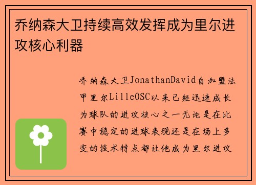 乔纳森大卫持续高效发挥成为里尔进攻核心利器